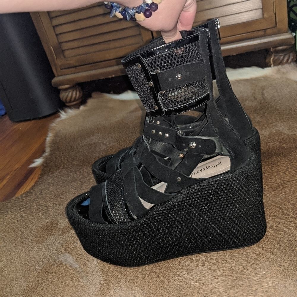 RARE Sz 10 Jeffrey Campbell Black Heels - Picture 2 of 8